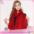 Lenço e xale 2017 moda vermelho sólido 100% cachemira malha lenço xale